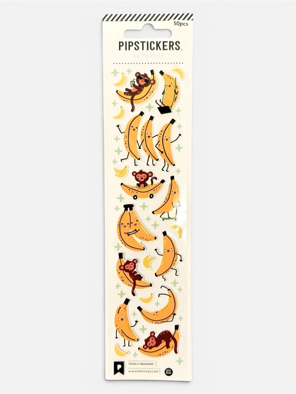 Pipstickers Totally Bananas Banana Monkey Sticker Sheet NWT Sealed